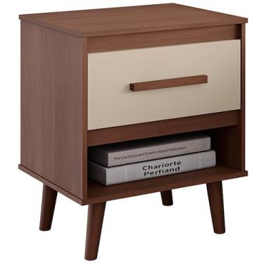 Imagem de Mesa de Cabeceira com 1 Gaveta e Nicho Lima Savana / Off White - Mobli