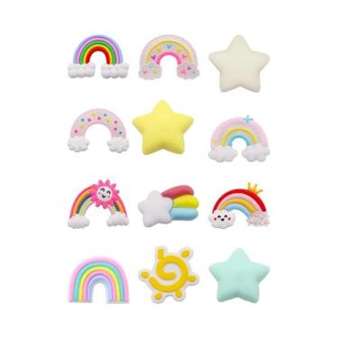 Imagem de Decorações De Fivela Para Sandálias Estrelas Arco-Íris, 12 Peças/Conju