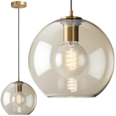 Imagem de Lustre Pendente 25cm Vidro Cinza Industrial Retrô Vintage Luminária Te