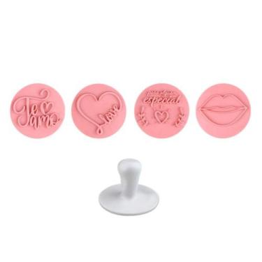 Imagem de Kit Carimbo Frases Paixão 5cm Rosa para Massas Bluestar - BLUE STAR
