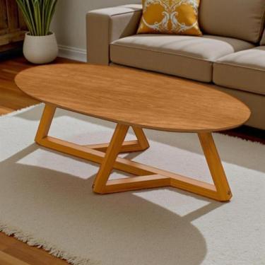Imagem de Mesa Centro Oval Para Sala Estilo Nature - Drop de Casa