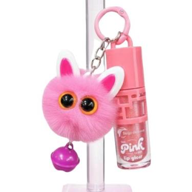 Imagem de Lip Gloss Pompom Brilho Labial Com Chaveiro - - EA ACESSÓRIOS, Rosa Cl