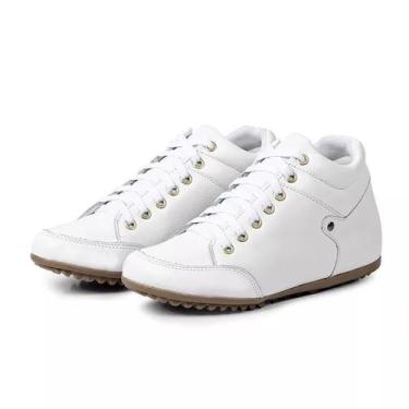 Imagem de Sapatenis Botinha em Couro Com Cadarço Sola Macia Modelo Casual Tenden