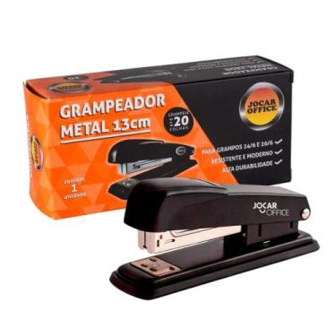 Imagem de Grampeador Metal 13cm Pequeno 25 Folhas Jocar Office Grampo 24/06 Leon