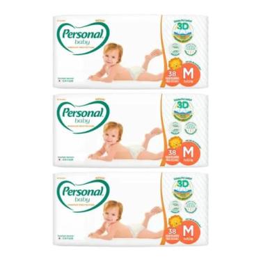Imagem de Fralda Personal Premium Mega 3 Pacotes Tamanho M Com 38 Unidades Cada