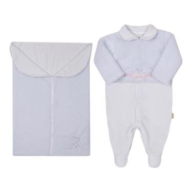 Imagem de Saida Maternidade Plush Bebê Menina Saco Domir Paraiso 16135, Azul cla