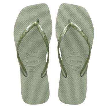 Imagem de Chinelo Havaianas Slim Square - Feminino - Verde - 3536, Verde, 35/36,