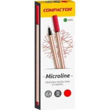 Imagem de Caneta Ponta Porosa Microline 0,4mm Vermelha 12un Compacto - COMPACTOR