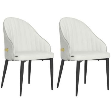 Imagem de Kit 2 Cadeiras De Jantar Estofada Design La Martina - Branca - MAGAZIN