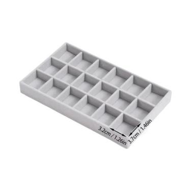 Imagem de Organizador De Joias Em Veludo Cinza Bege, Bandeja Empilhável, Estojo 