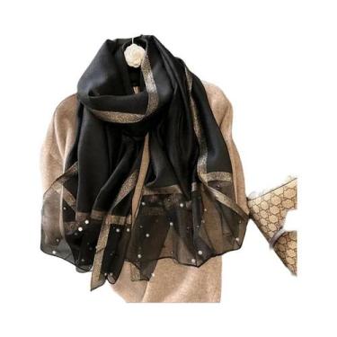 Imagem de Lenço de Linho e Seda Luxo Feminino - Xale, Bandana e Hijab para Verão