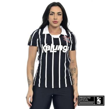 Imagem de Camisa Polo Retrô Corinthians Kalunga Feminina S/N Preto Corinthians-Feminino