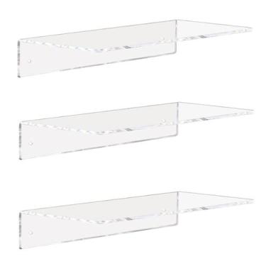 Imagem de Prateleira flutuante montada na parede Weiai Clear Acrílico de 30 cm, 