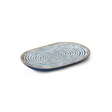 Imagem de Travessa Grecco para Servir Alimentos em Cerâmica com Formato Oval para Mesa Posta Bege Alleanza