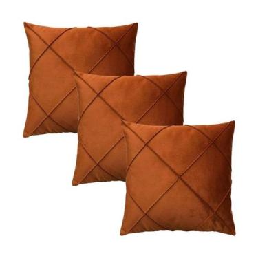 Imagem de Kit 3 Capas para Almofada Drapeada em Veludo Quadrada 50x50 Várias Cor