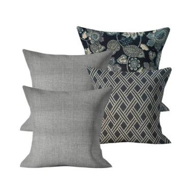 Imagem de Kit 4 Capas de Almofada 45x45cm Decorativas Com Ziper Sala Sofá Cama -