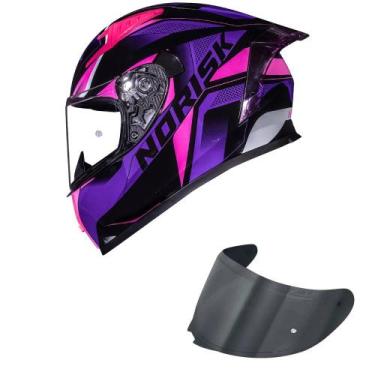 Imagem de Capacete Norisk Flow Pulse Rosa e Roxo Mais Viseira Fumê Tamanho:58, 5