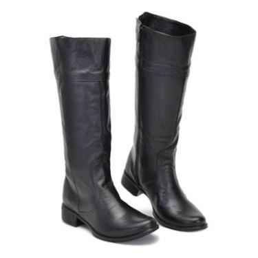 Imagem de Bota Montaria Cano Alto Couro Feminina Zíper Lateral Conforto-Feminino