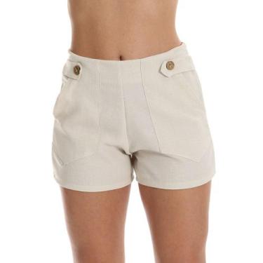 Imagem de Short  Alfaiataria Cintura Alta Fristyle Viscolino Linho Feminino Adul