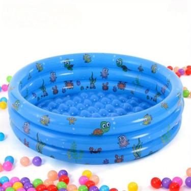 Imagem de Piscina Inflável Redonda De 100Cm Para Bebês E Crianças, Design De Trê