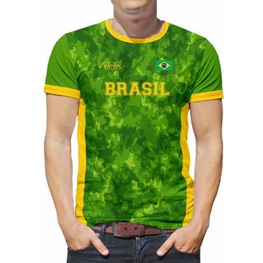 Imagem de Camiseta Brasil Masculina Proteção UV Selecão Copa Mundo VD - ALEMARK,