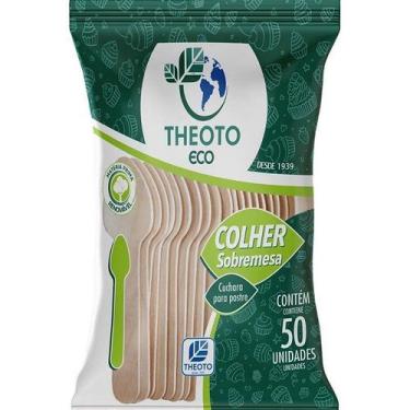 Imagem de Talher Descartável Colher Sobremesa Madeira Pacote Com 50 Unidades - T