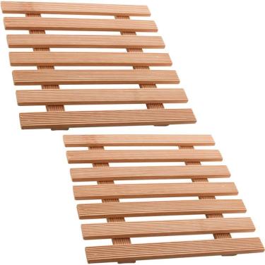 Imagem de 2 Descansos de Panela 17cm Quadrado Bambu Porta Panela Quente Lyor de Mesa