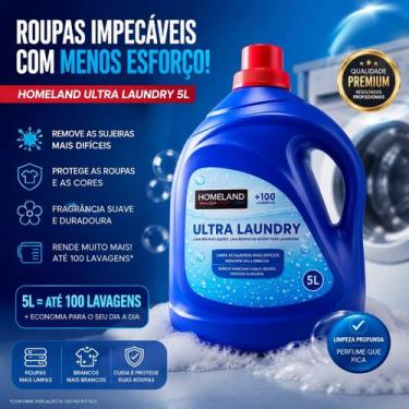 Imagem de Sabão Líquido Homeland Ultra Laundry 5L Até 100 Lavagens Limpeza Profu