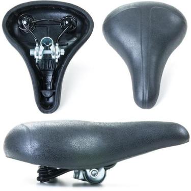 Imagem de Selim Banco Barra Circular Preto Bike Monark Largo 2 Molas Bicicleta