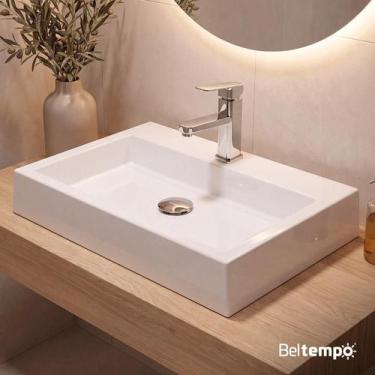 Imagem de Cuba Pia de Apoio Sobrepor Retangular 56x38 Banheiro Lavabo Beltempo B