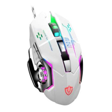 Imagem de Mouse Gamer RGB Branco Com LED Fio USB - Genérico