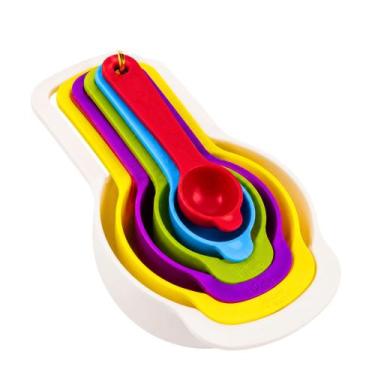 Imagem de Kit 6 Colheres Medidoras Coloridas Plástico para Cozinha Confeitaria e