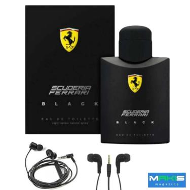 Imagem de Perfume Masculino Ferrari Black 125ml Acompanha Fone de Ouvido Musica Som Playlist