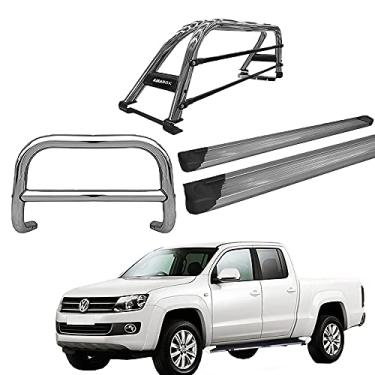 Imagem de Kit Quebra Mato+Estribo Plat+Santo Ant Dup AMAROK CD Cromado