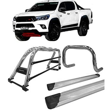 Imagem de Kit quebra mato+Estribo+Sant Antonio DUPLO Hilux 16/20 CROMO