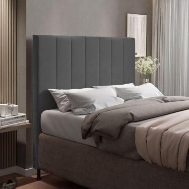 Imagem de Cabeceira Cama Box King 195cm Suede Grafite