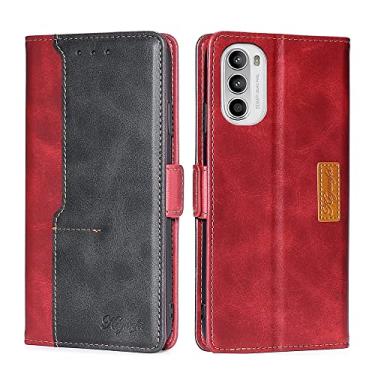 Imagem de For Motorola Moto G52 4G/G82 5G Contrast Color Side Buckle Leather Phone Case