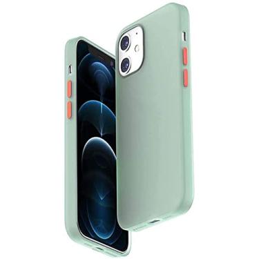 Imagem de KKFAUS Capa de telefone de silicone líquido translúcido, capa fina para Apple iPhone 12 Mini (2020) 5,4 polegadas à prova de choque capa protetora [proteção de tela e câmera] (cor: verde)
