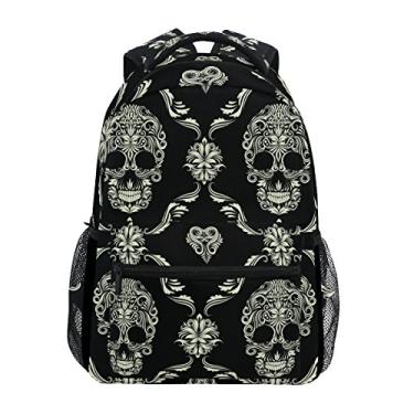 Imagem de ZZKKO Mochila vintage com estampa de leopardo, mochila escolar para escola, viagem, caminhada, acampamento, dia a dia, Multi 12, 11.5"(L)×8"(W)×16"(H).