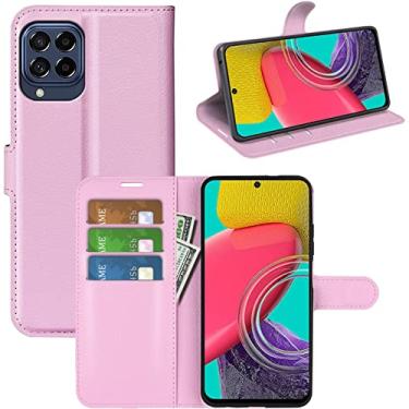 Imagem de Capa Capinha Carteira Para Samsung Galaxy M53 5G Case Couro Flip Wallet Função Suporte e Porta-cartões (Rosa)