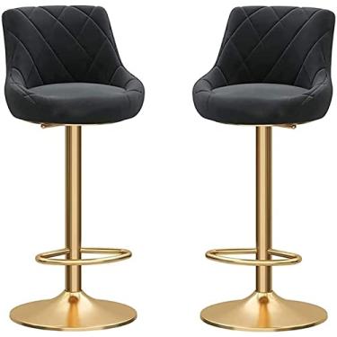 Imagem de Bsillas Cocina de Barra Altas Bancos Taburete Bar Isla Banco De Bar 2 Peças Banquinho De Jantar Para Café Da Manhã Banquinho De Bar De Altura, Banco De Barra Giratório Com Almofada Ajustável