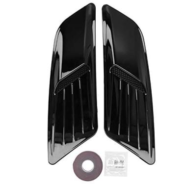 Imagem de ABS Carro Decorativo Colher de Entrada Turbo Capô Ventilador Automático, 2 pcs Capô Frontal Tampa de Ventilação de Ar Acabamento Preto Brilhante Universal Ajuste para 2015-2017