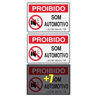 Imagem de Combo 10 Placas De Sinalização Proibido Som Automotivo 30x20 Acesso - S-233/1 F9e