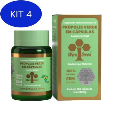 Imagem de Kit 4 Própolis Verde 80% - 100 Cápsulas - Wax Green