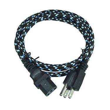 Imagem de FILSHU Pacote com 1 cabo de alimentação trançado de 3 pinos resistente de 16 AWG (cabo de alimentação de PC, cabo de alimentação CA) em 1,8 m (NEMA 5-15P para IEC C13)
