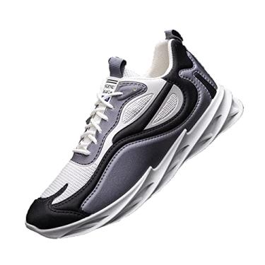 Imagem de Jueshanzj Sapatos casuais masculinos de corrida de solteiro sapatos esportivos masculinos de baixo nível respirável Cinza 43