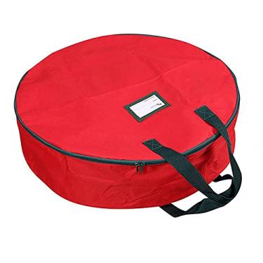 Imagem de Yajun Bolsa de armazenamento de guirlanda de natal Oxford recipiente impermeável para guirlanda protege sua guirlanda de férias de poeira, insetos e umidade, vermelho, 90 * 20 cm