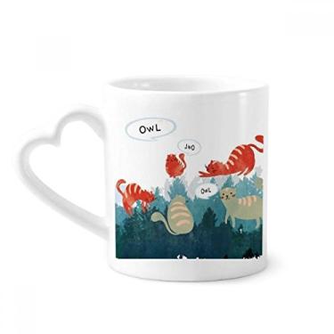 Imagem de Caneca Cat Talking Owl Protect Animal Pet Lover Coffee Ceramic Drinkware Copo de coração de vidro