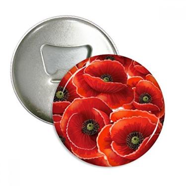 Imagem de Emblema multifuncional com estampa de flores vermelhas de milho e ímã de geladeira