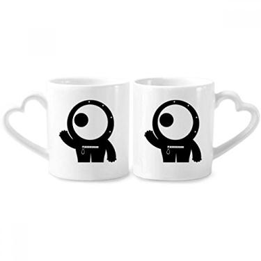 Imagem de Universe Alien Monster Cyclops Alien Couple Porcelain Mug Set Ceramic Lover Cup Heart Handle